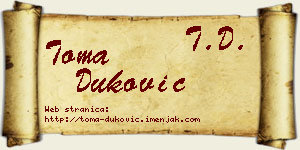 Toma Duković vizit kartica